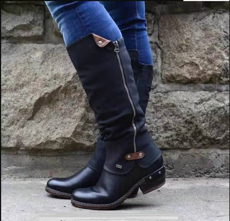 Sarah Express Women's Round Toe Side Zipper Boots