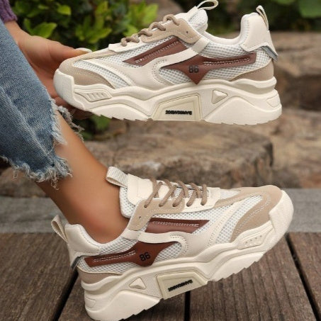 Sarah Express Breathable Mesh Platform Lace-Up Sneakers