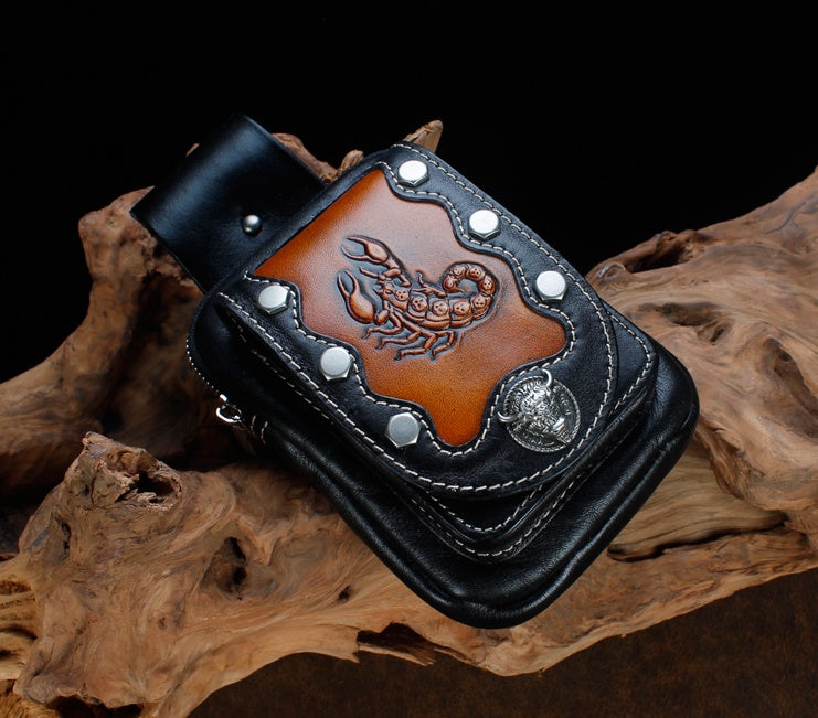 Sarah Express Leather Scorpion Embossed Belt Pouch