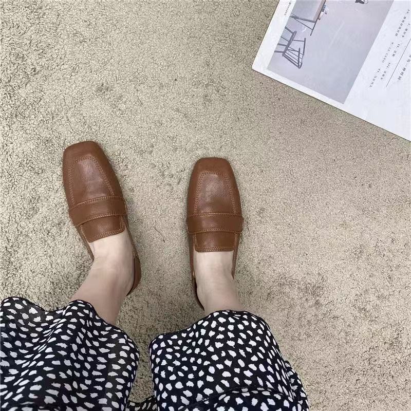 Sarah Express French-Style Retro Square Toe Flat Loafers