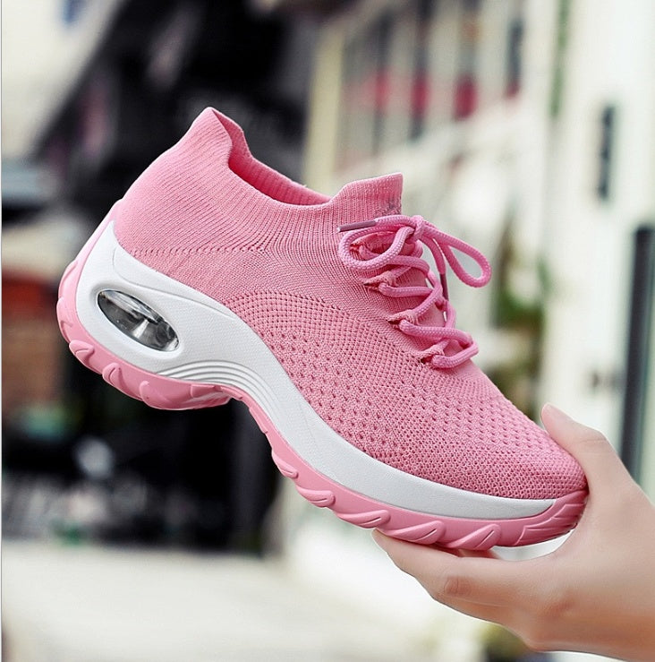 Sarah Express Lightweight Knit Lace-Up Walking Sneakers