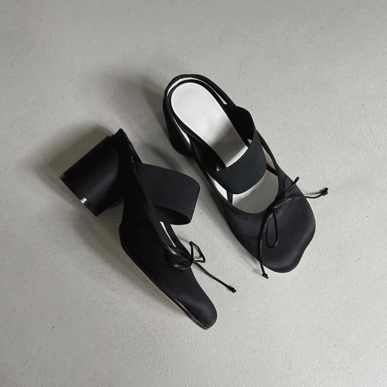 Sarah Express Satin Mary Jane Chunky Heel Flats