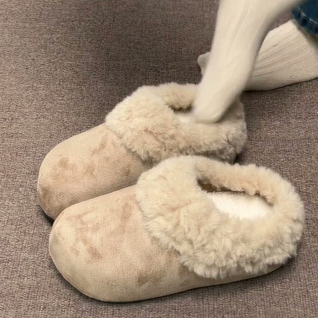 Sarah Express Retro Thick-Soled Fleece-Lined Indoor Slippers