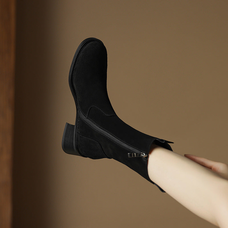 Retro Western Chunky Heel Ankle Boots – heel profile alternate view