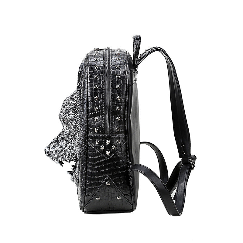 Sarah Express 3D Wolf Head Rivet Student Backpack