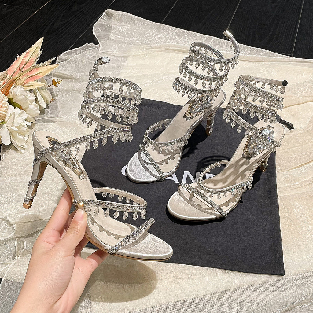 Sarah Express Crystal Embellished Stiletto Evening Sandals