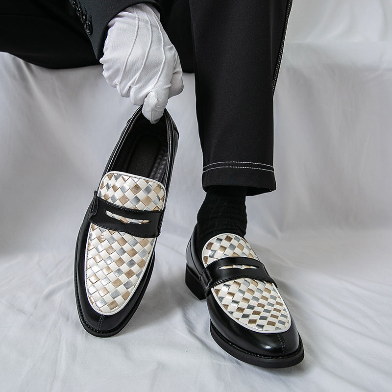 Sarah Express Men's Pointed-Toe Patchwork Dress Shoes