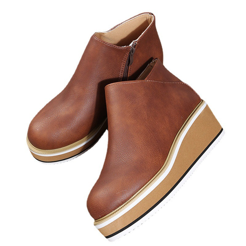 Sarah Express Wedge Ankle Boots with Side Zipper
