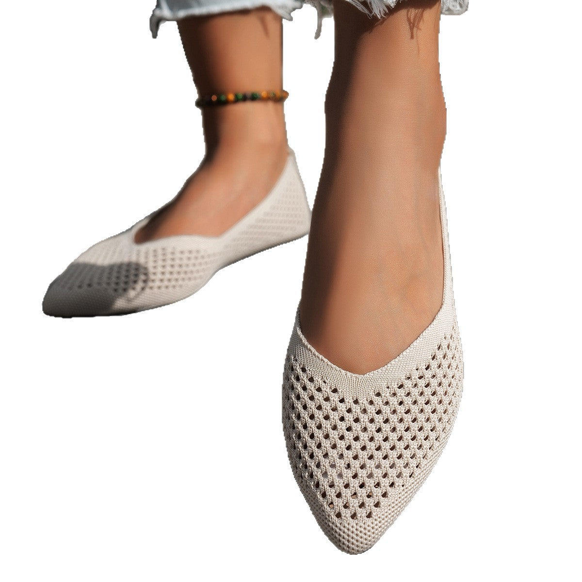 Sarah Express Pointed-Toe Flyknit Slip-On Loafer Flats
