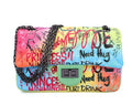 Sarah Express Graffiti Print Structured Top Handle Handbag Colorful
