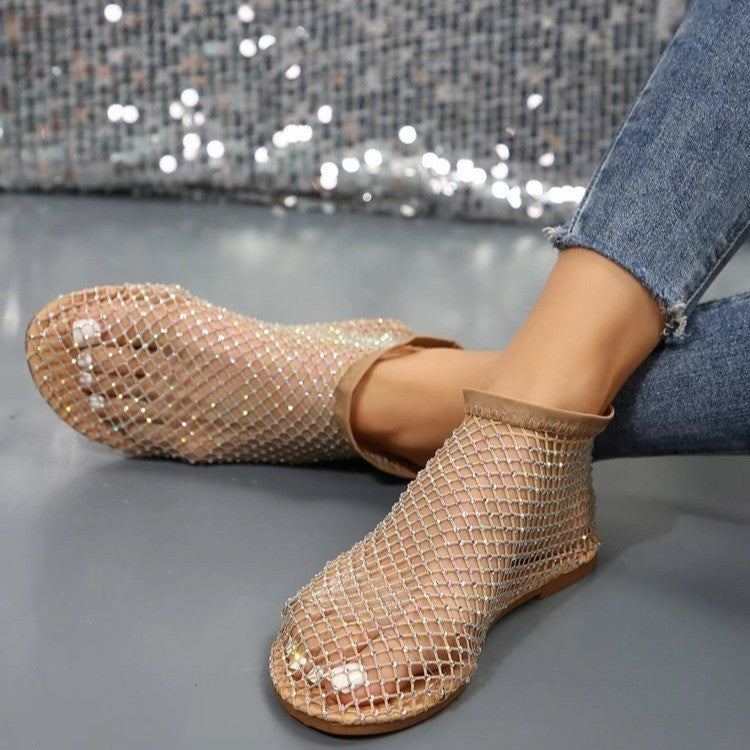 Sarah Express Rhinestone Mesh Flat Sandals