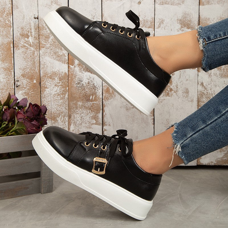 Sarah Express Lace-Up Platform Loafers with Buckle Detail