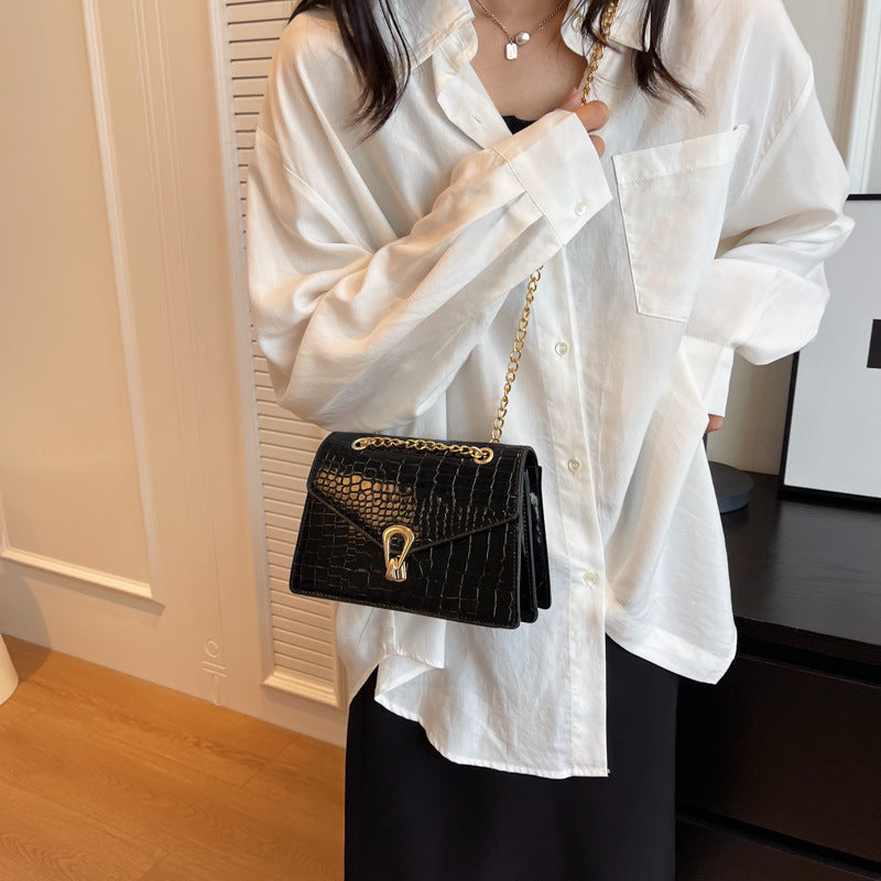 Sarah Express Crocodile-Print Chain Crossbody Bag