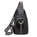 Sarah Express Deer Tassel Patterned Crossbody Chest Bag Black Stone Pattern