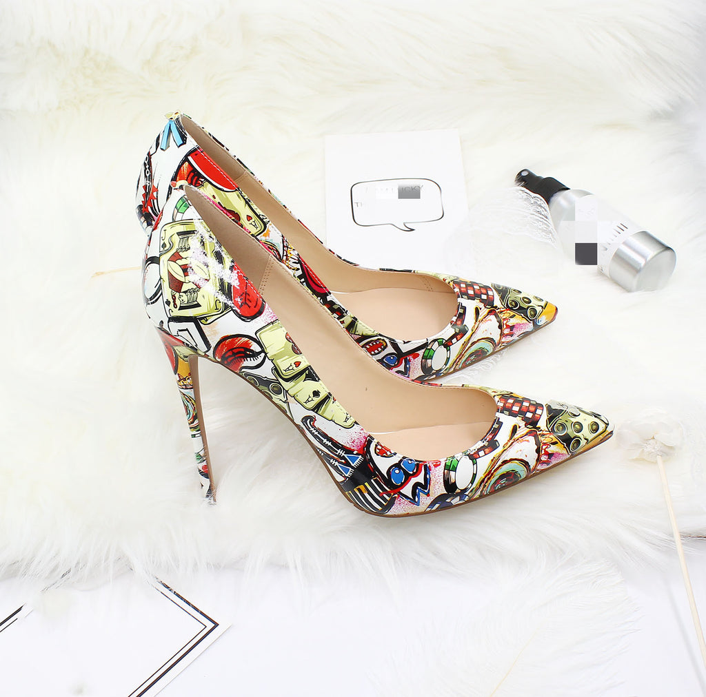Sarah Express Playing Card Print Stiletto Heels