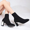 Sarah Express Elastic Knit Short Boots Black