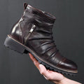 Sarah Express Martin Style Side Zipper Ankle Boots Brown