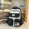 Sarah Express Preppy Multi-Pocket Campus Backpack Black No Pendant