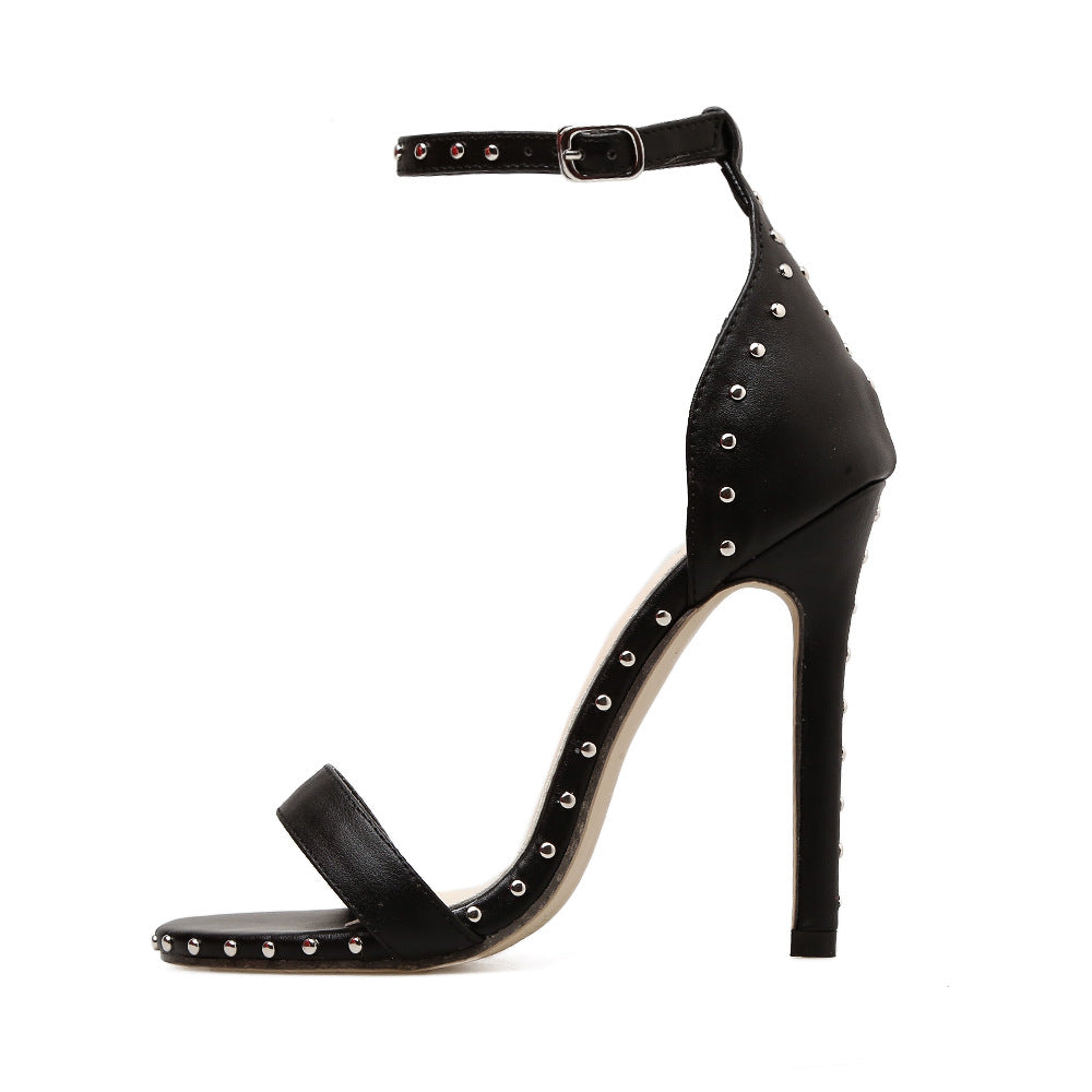 Sarah Express Rivet Stiletto Heel Sandals