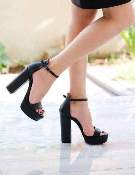 Sarah Express Women's Chunky Platform Ankle Strap Heels