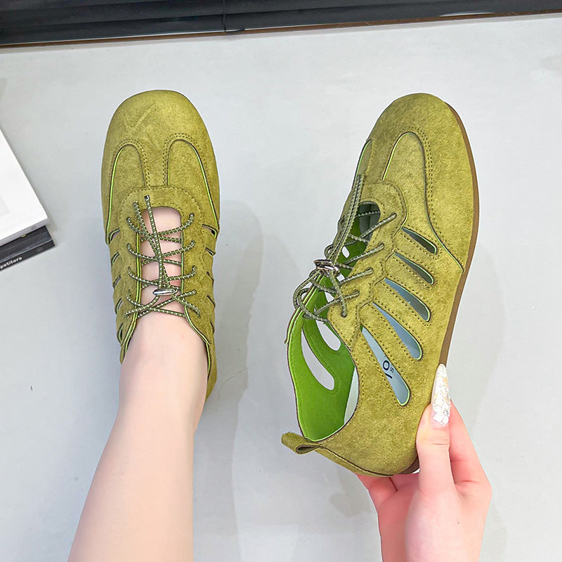 Sarah Express Breathable Hollow Lace-Up Platform Flats