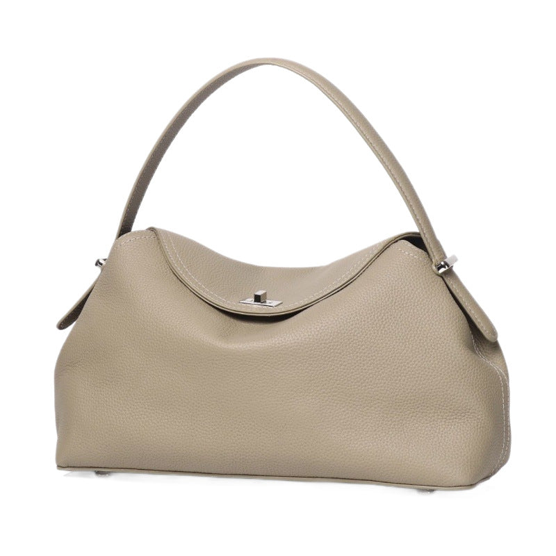 Sarah Express Premium Full-Grain Leather Dumpling Tote Bag