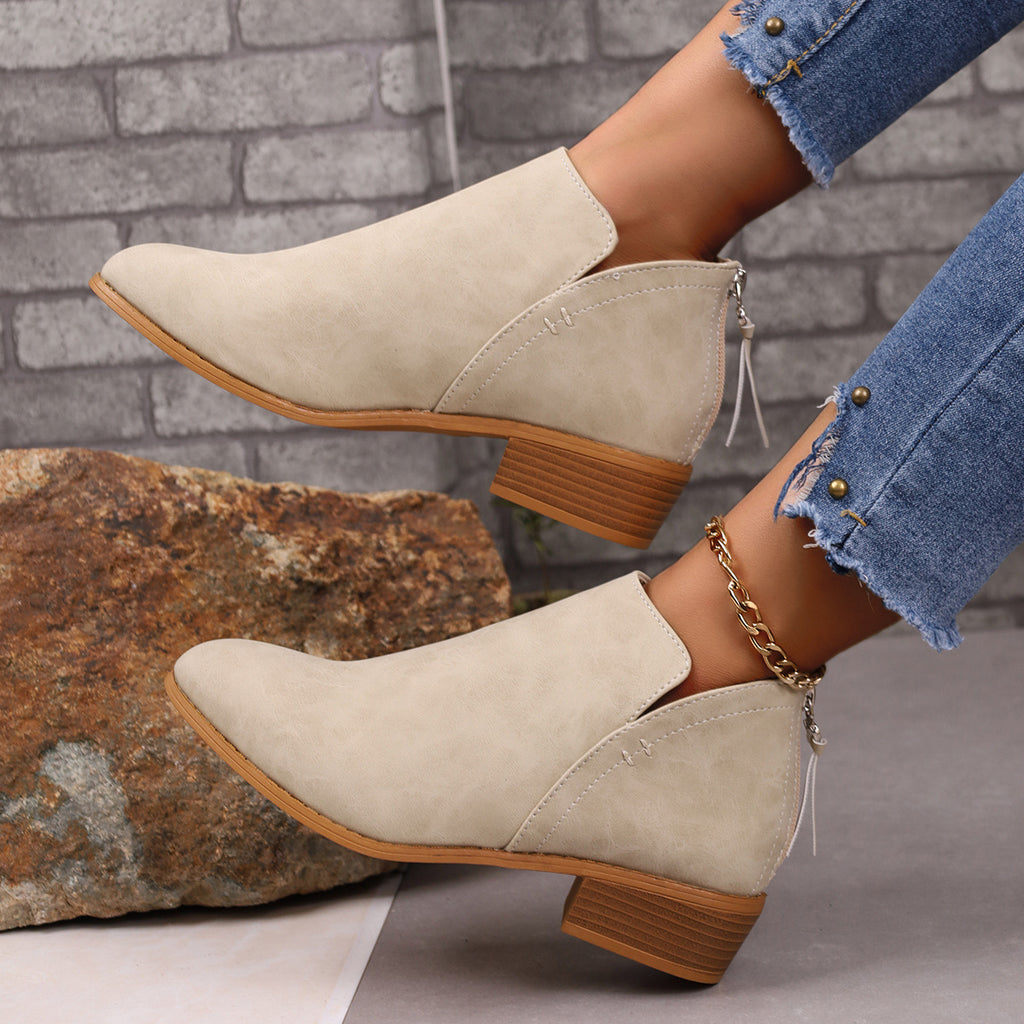 Sarah Express Pointed Toe V-Cut Ankle Boots
