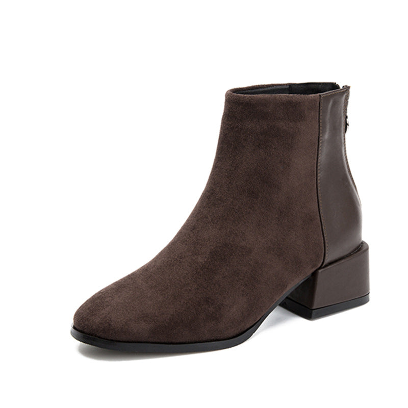 Retro Square Heel Pointed Toe Ankle Boots Fashion Versatile Chelsea Boot Women's Shoes – product detail alternate view 12