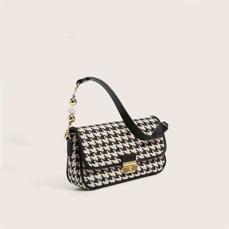 Sarah Express Houndstooth Pattern Shoulder Bag With Beads Picture Color