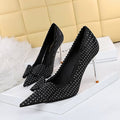 Sarah Express Rhinestone Sequin Pointed-Toe Stiletto Party Pumps Black