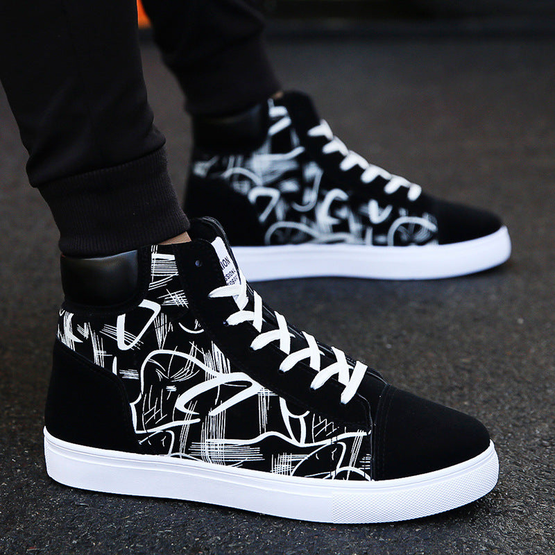 Sarah Express Graphic Print High Top Sneakers Black