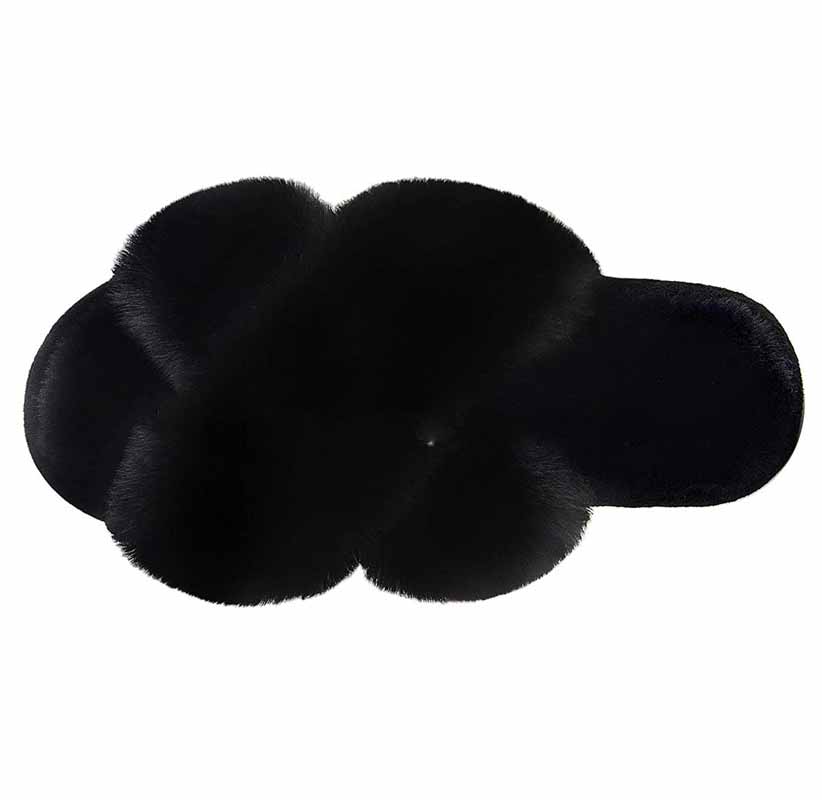 Sarah Express Fluffy Faux Fur Cross Strap Slides