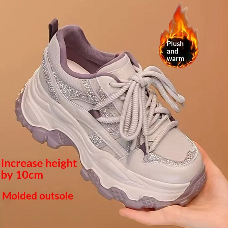Sarah Express Hidden Wedge Square Toe Platform Sneakers