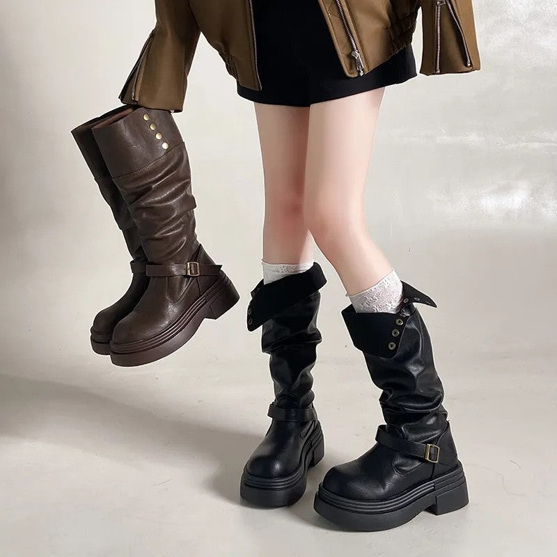 Sarah Express Chunky Block Sole Over-the-Knee Boots