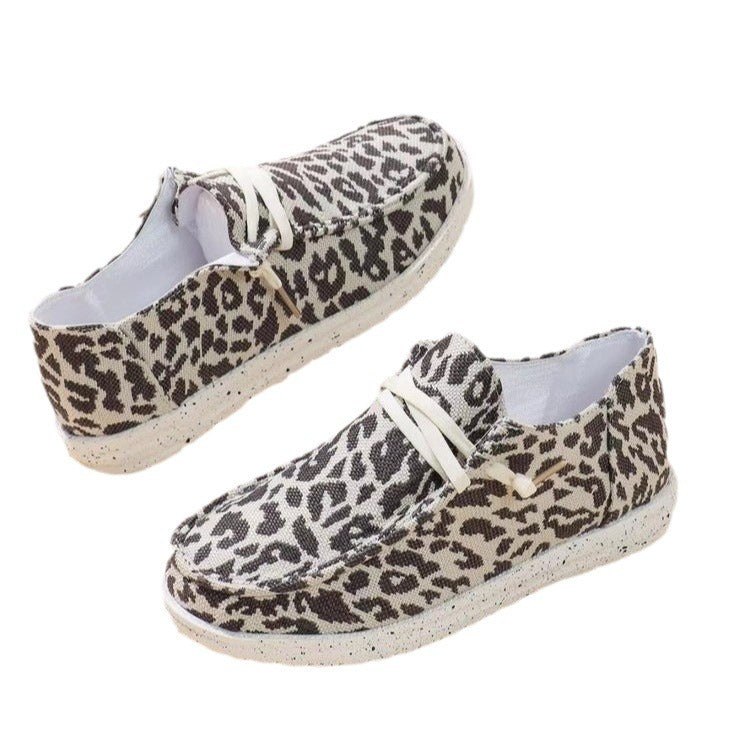 Sarah Express Women's Flyknit Leopard Print Flat Sneakers