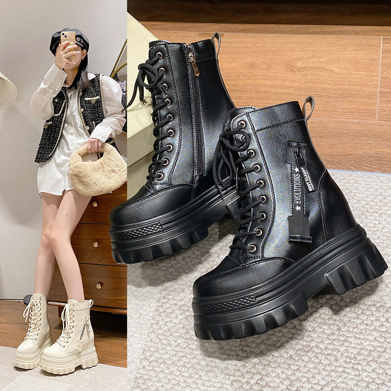 Sarah Express Chunky Heel High-Top Ankle Boots