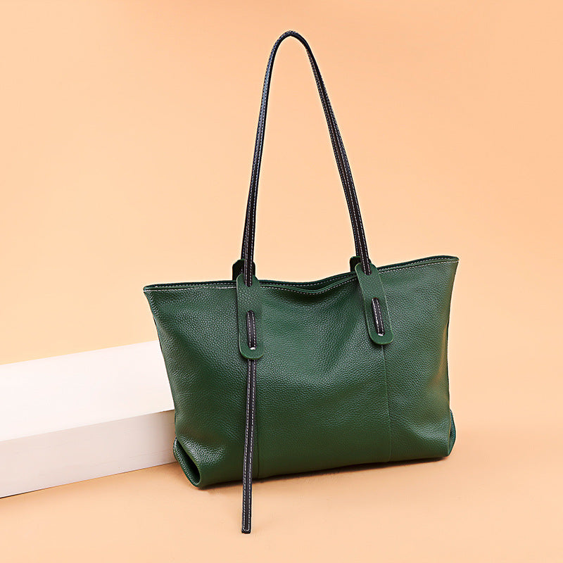 Sarah Express Genuine Cowhide Leather Patchwork Shoulder Bag