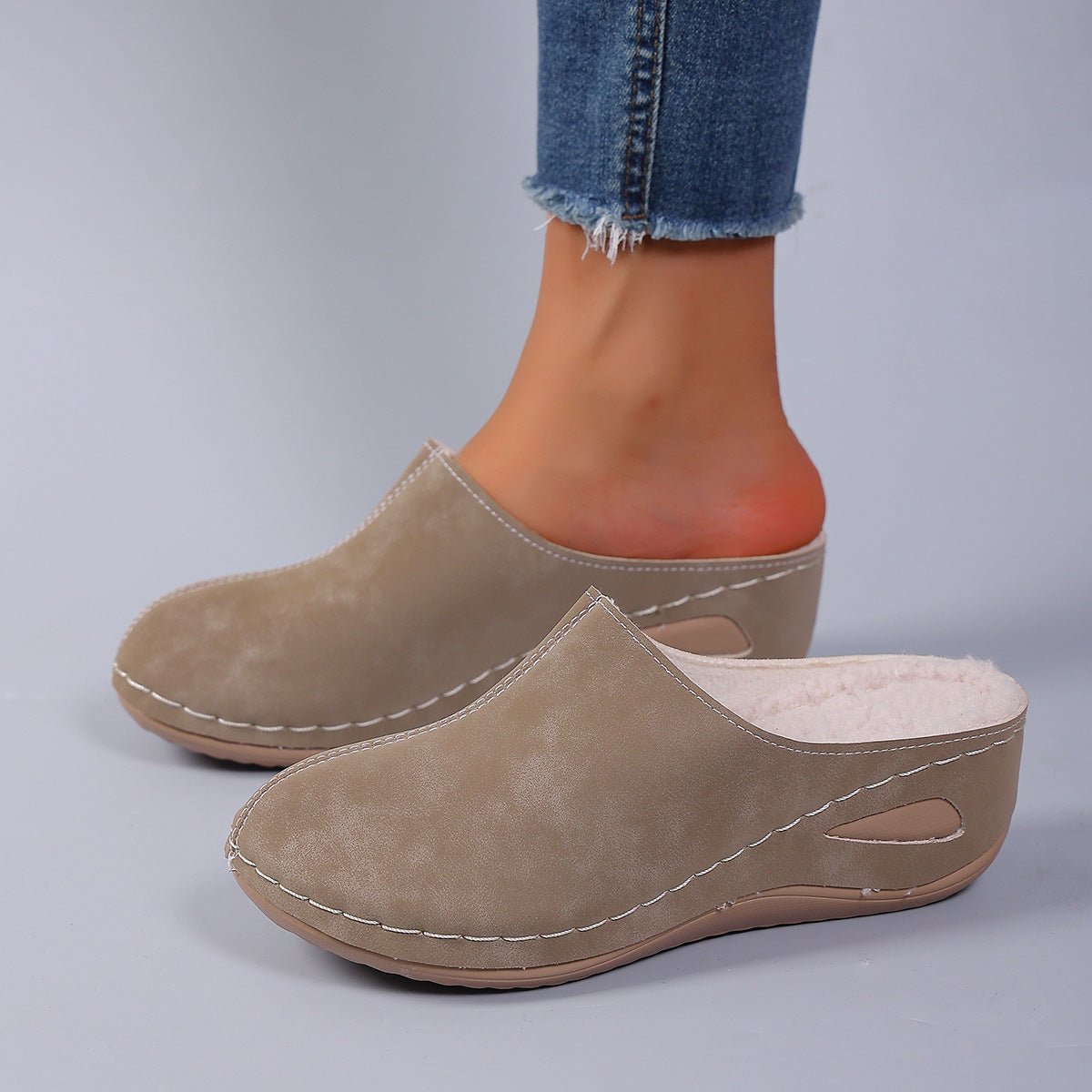 Sarah Express Fleece Lined Wedge Slippers