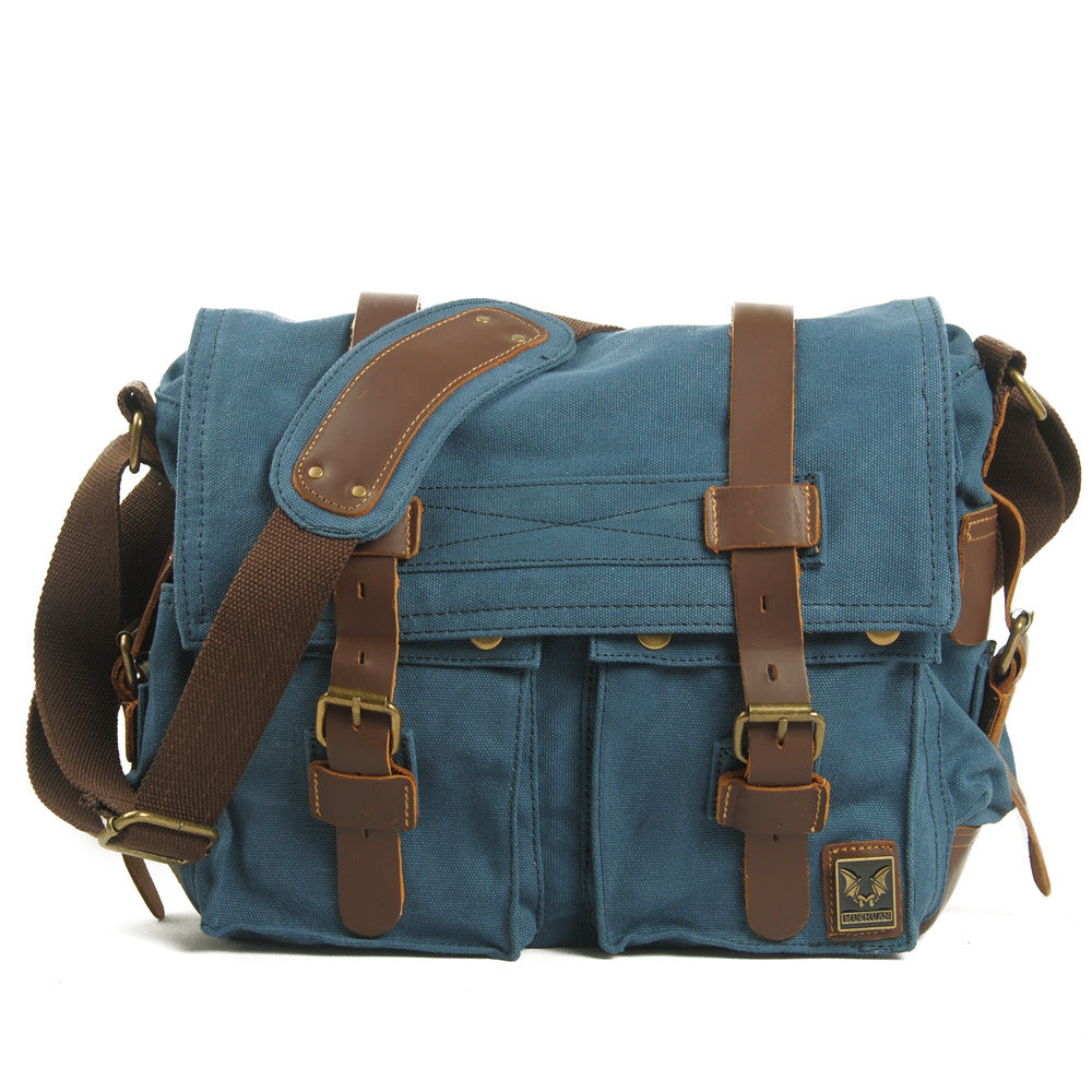 Sarah Express Canvas Postman Messenger Bag Blue