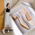 Sarah Express Square Toe Chunky Heel Buckle Sandals Apricot