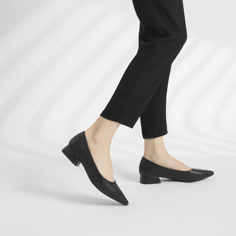Sarah Express Chunky Heel Pointed Toe Office Pumps