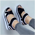 Sarah Express Women's Bandage Platform Casual Sandals Black