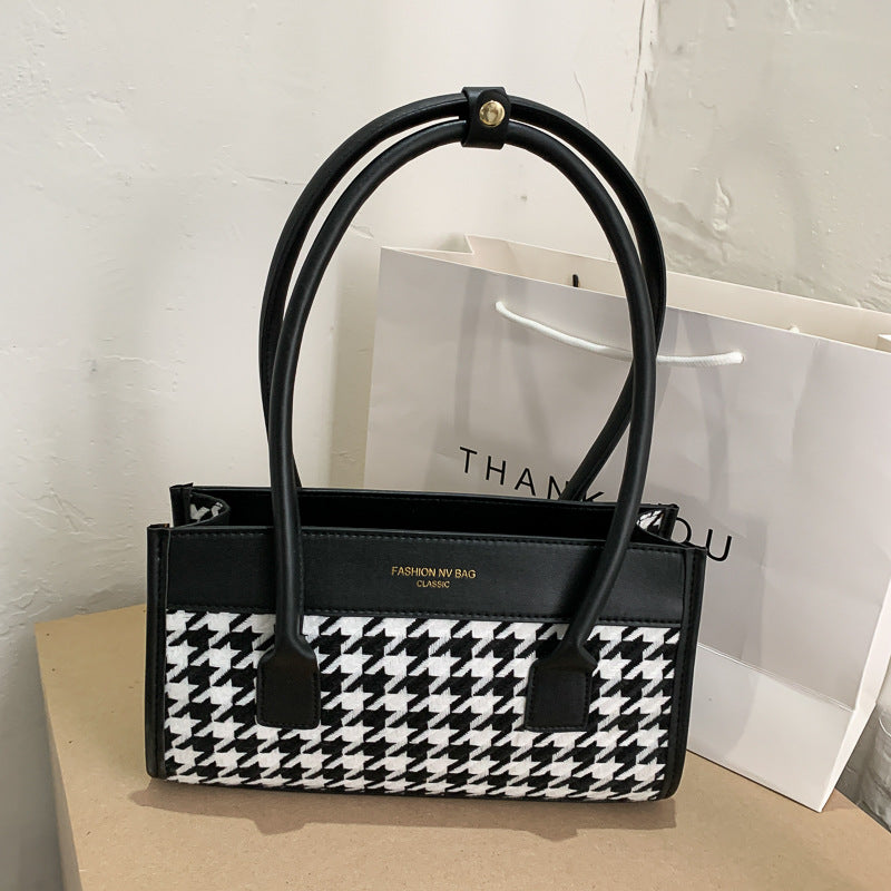 Sarah Express Structured Houndstooth Pattern Handbag