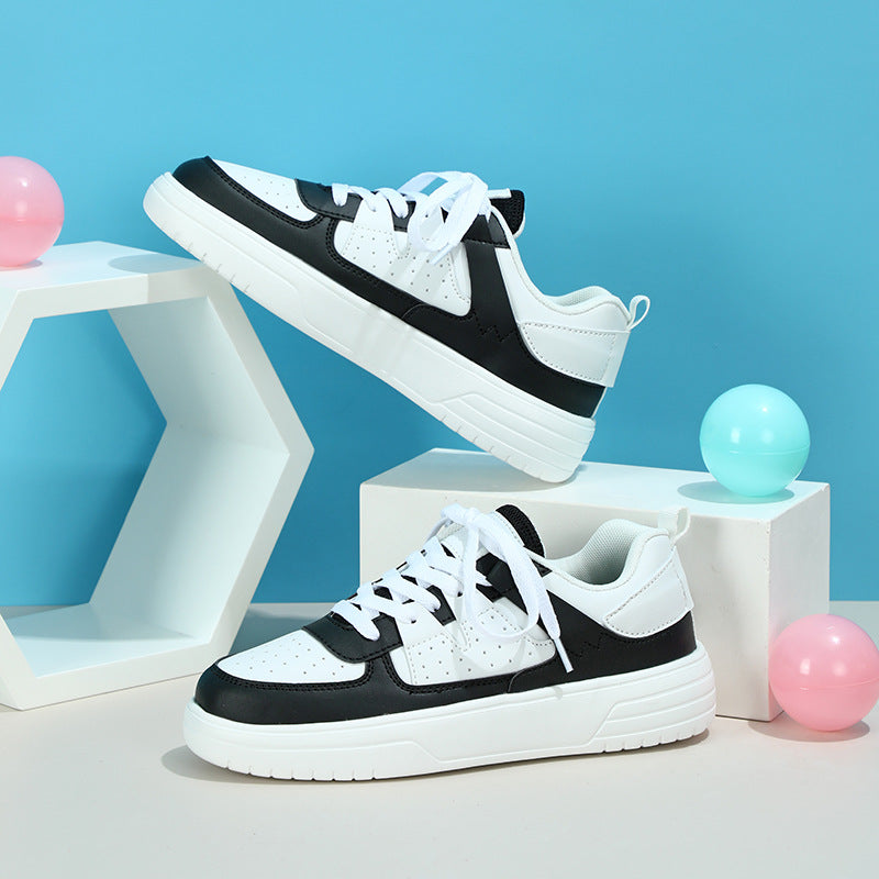 Sarah Express Platform Lace-Up Sneakers Black And White