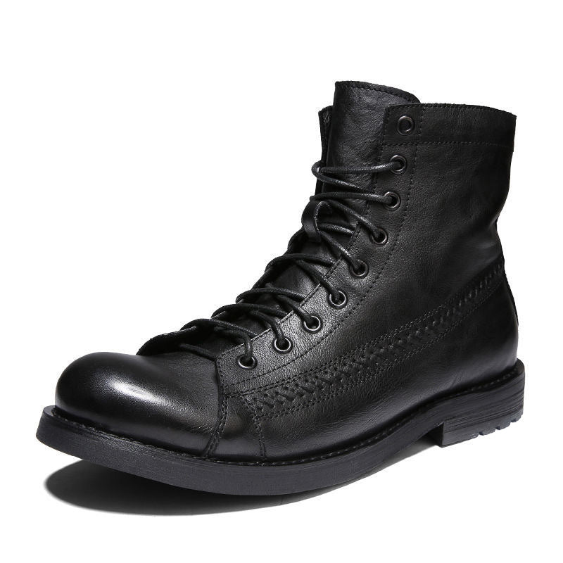 Sarah Express British Style Lace-Up Worker Boots Black