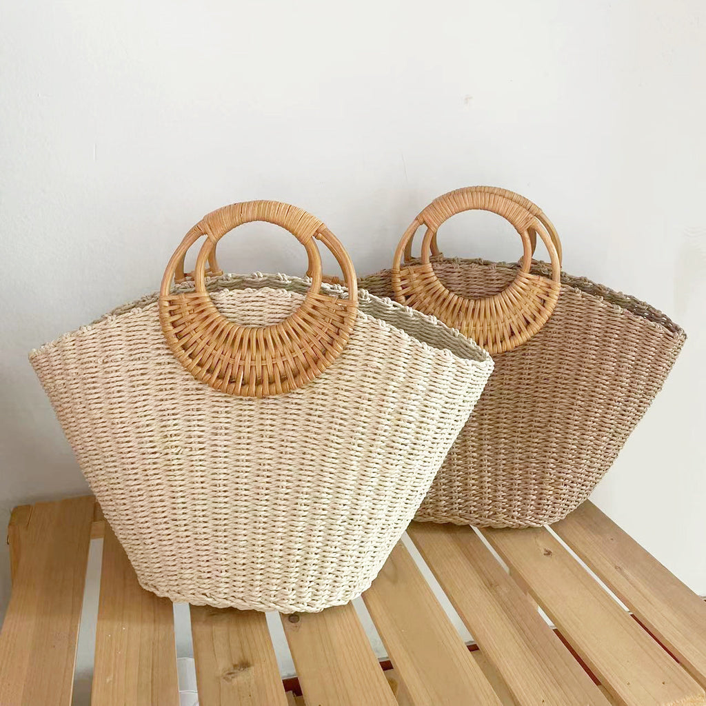Sarah Express Woven Straw Beach Satchel Bag