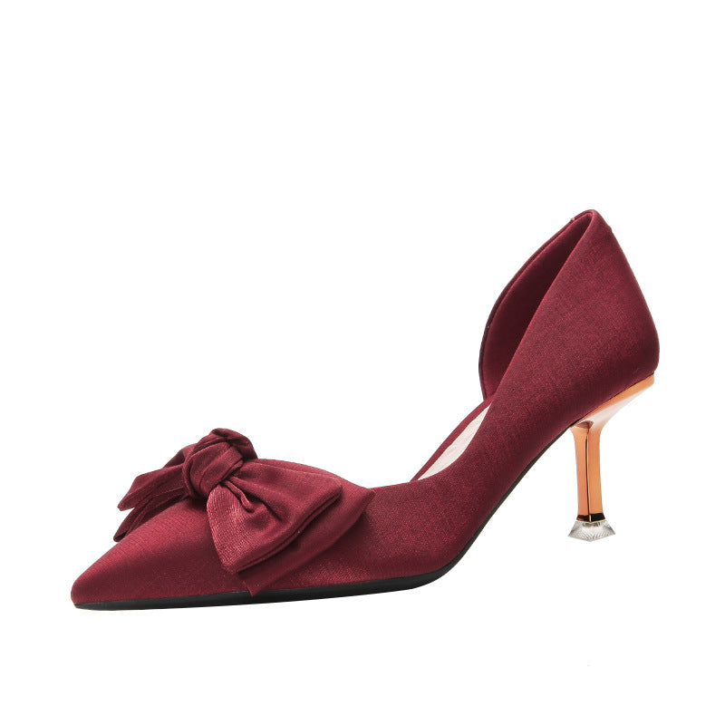 Sarah Express Bow Accent Pointed Toe Kitten Heels