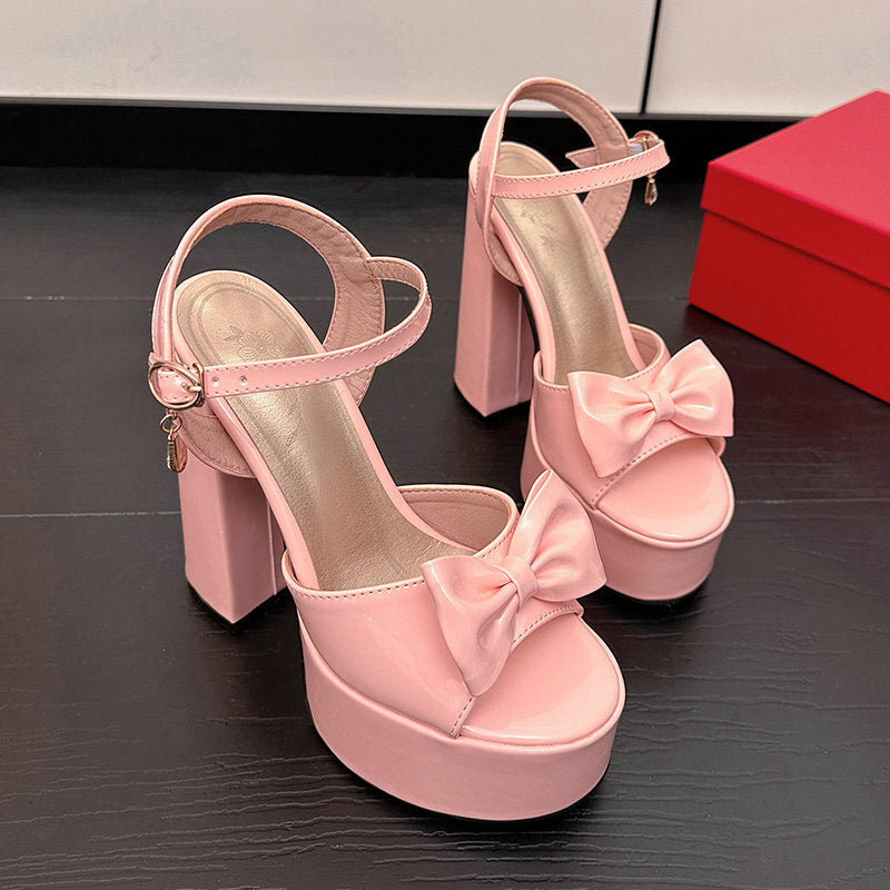 Sarah Express Chunky Heel Peep-Toe Platform Sandals