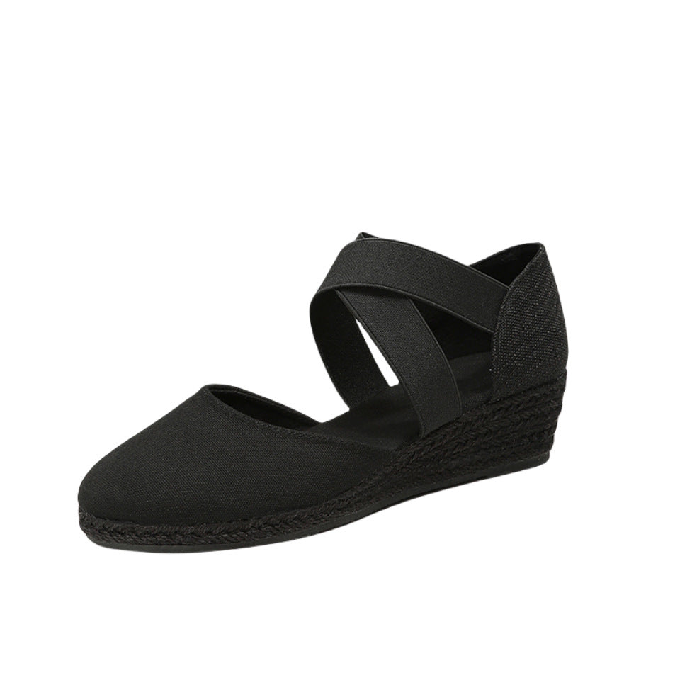 Sarah Express Women's Canvas Wedge Sneakers Slip-On