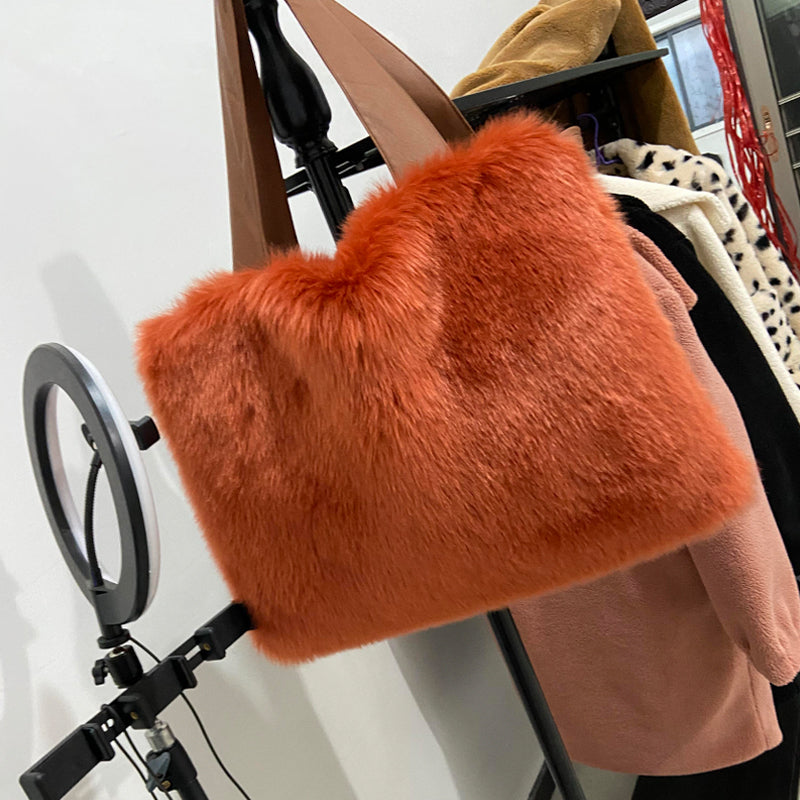 Sarah Express Plush Faux Fur Shoulder Bag